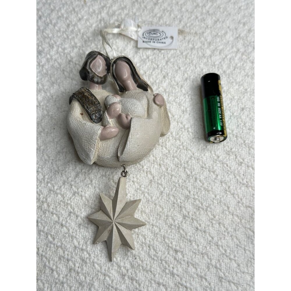 Baby Jesus Mary Joseph Ceramic Christmas Ornament Star Hanging Nativity Religion - Picture 5 of 7